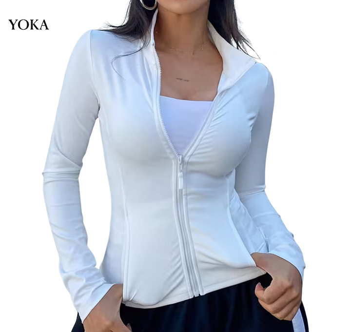 BLUZA CROP TOP NA SIŁOWNIE OBCISŁA PODKREŚLAJĄCA SYLWETKE SPORT SIŁOWNIA