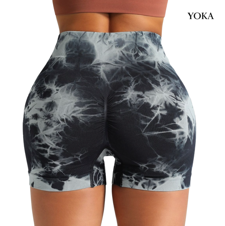 LEGGINSY PUSH UP MARMURKOWE KRÓTKIE PODKREŚLAJĄCE POŚLADKI